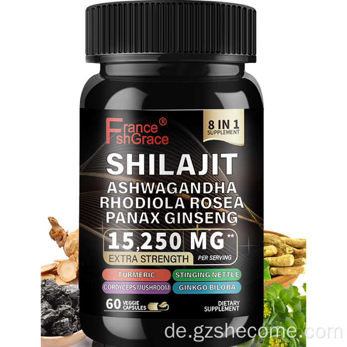 Bio -Shilajit -Supplement verbessern Energie Shilajit -Kapseln